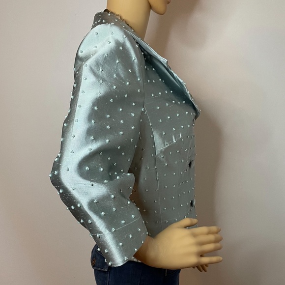 Baby blue 100% silk beaded sixties vintage jacket! - Picture 11 of 11